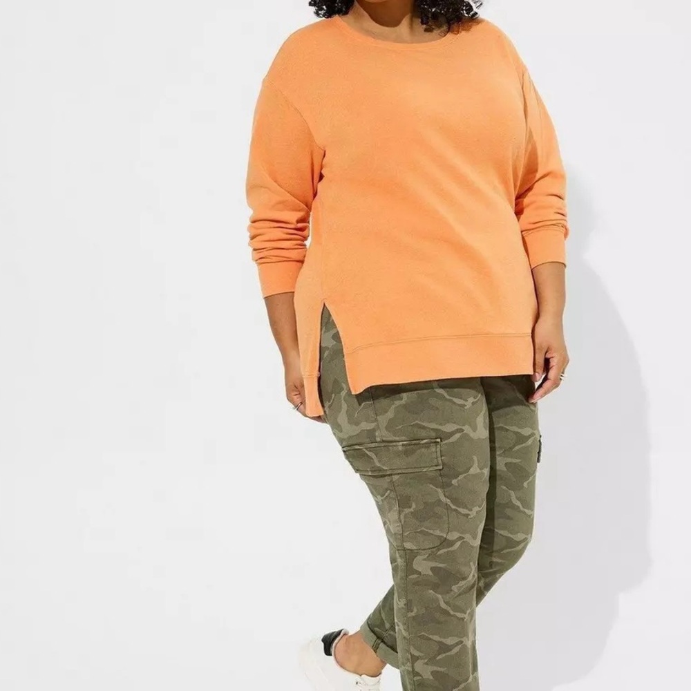 Torrid Cozy Fleece Drop Shoulder Step Hem Orange Sweatshirt 2X